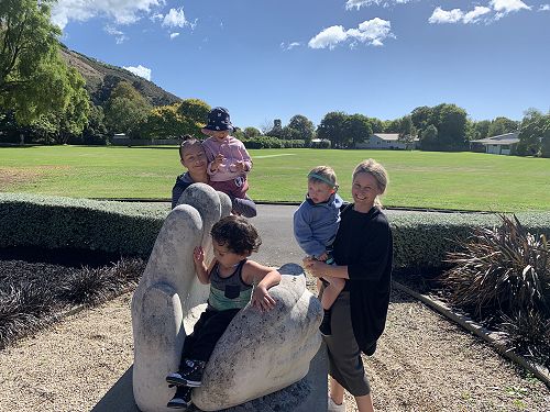 Leo, Evie, Debbie, Hayley and Jonty on the history walk