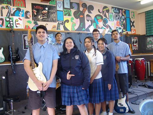Front row: Paora Tamihana, Zerayah Maurangi-Bell, Kimi Miller, Pera Nepia and Mani Miller. Back row: Isaac Laracy and Leighton Briggs. Absent: Zhara Whenuaroa.