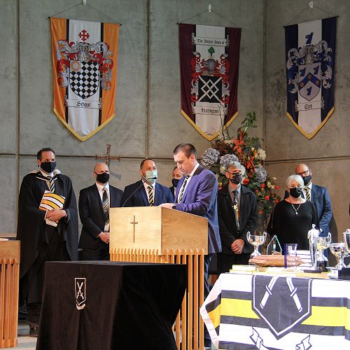 Mr Robson leading the Junior Prizegiving