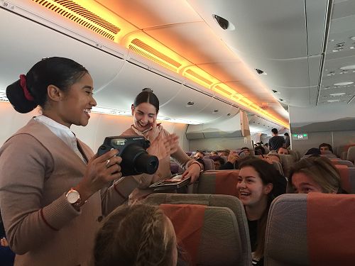 Air Emirates photo shoot. We were well looked after by the lovely air hostesses on our way to and from France.