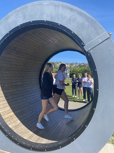 Sophie and Madi on the hamster wheel challenge
