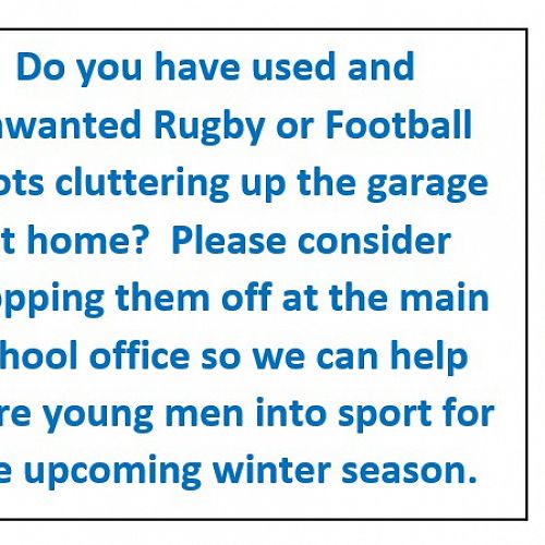 Donations of Used Football and Rugby Boots