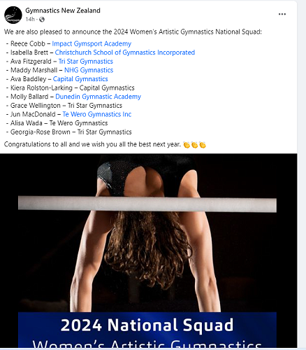 2024 Squad Announcement: Gymnastics NZ