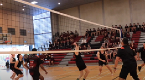 Different sport, same result... the Prefects versus Staff Volleyball match