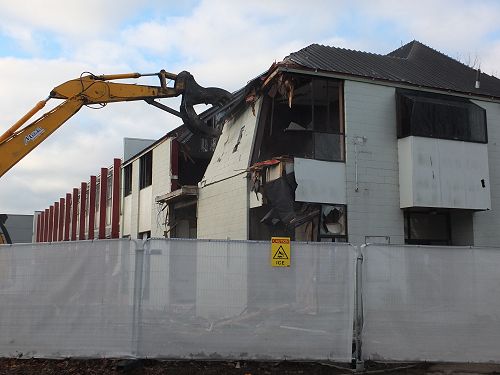 Demolition starts.