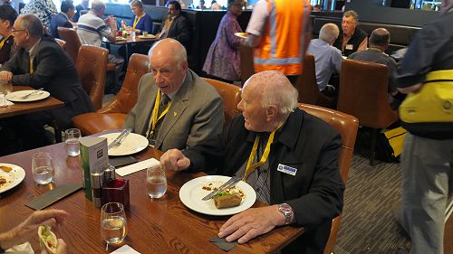 Stan telling Ken over lunch this is the 30th time he has attended a National Conference