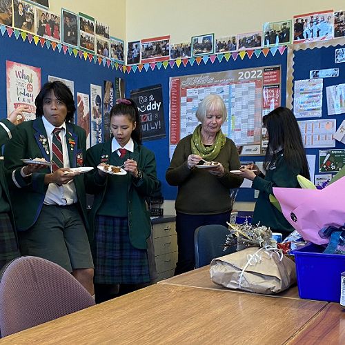 Vicki with some of our student with whom she has worked with over the years. 