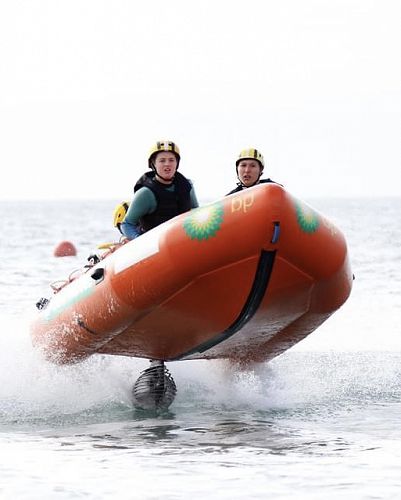 Getting air as the IRB steams home 