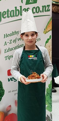 Mia with one of her prize dishes