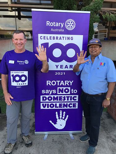 DGN Dave Harmon and IPDG Andy Rajapakse at the launch of District 9640 baton relay in Grafton February this year