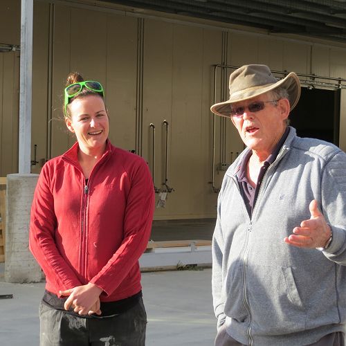 Head winemaker, Zoe and owner, Robin Dicey...