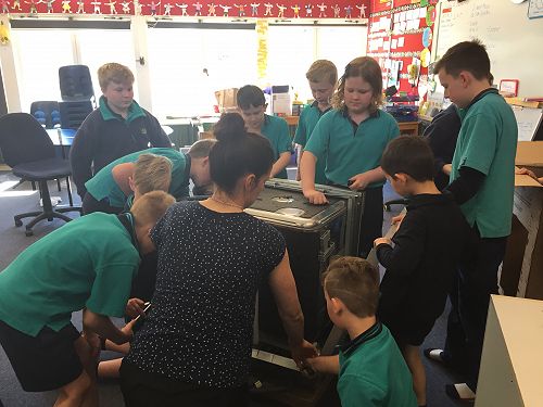Technology - taking apart Miss Agnew's dishwasher (luckily we didn't have to put it back together!!)