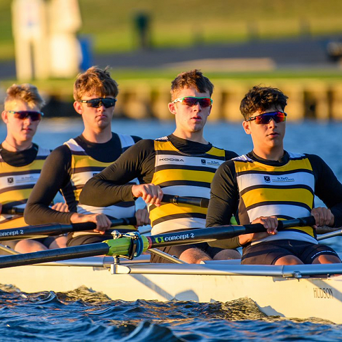 Lewis Yetsenga (left), Tom Haycock, Matthew Waddell, Tom Matthews and coxswain Samuel Ward