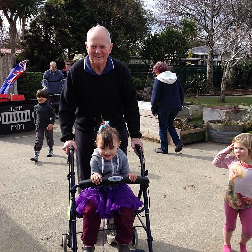 Peacehaven residents visiting Ranui Kindergarten as part of Peacehaven Village's Intergenerational Programme