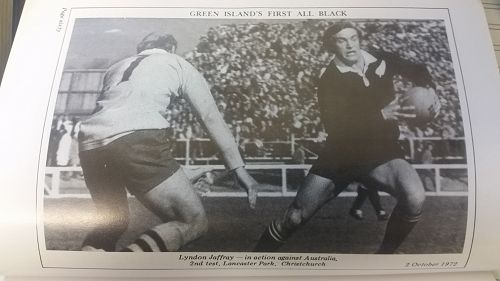 Club All Black Lyn Jaffray in action versus the Wallabies, 1972