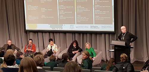 YA Fiction panel, with Brian Falkner, Phillipa Werry, Jennifer Lane, Kate De Goldi and Eileen Merriman