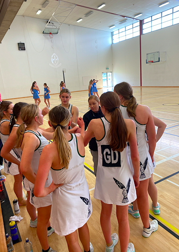 Columba team chat at half time 