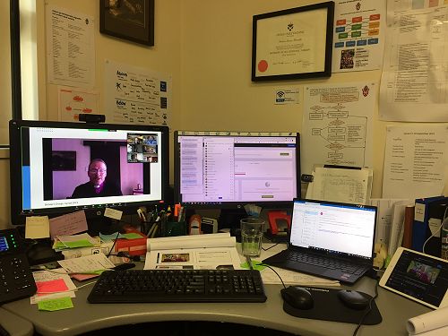 Andrew Metcalfe’s desk, co-host of Virtual Synod
