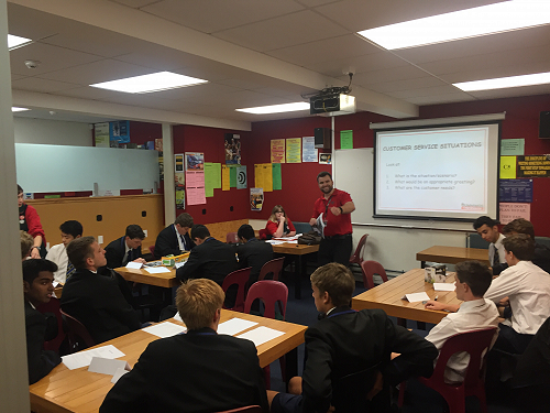 Bunnings staff setting up to interview students for part-time employment positions.