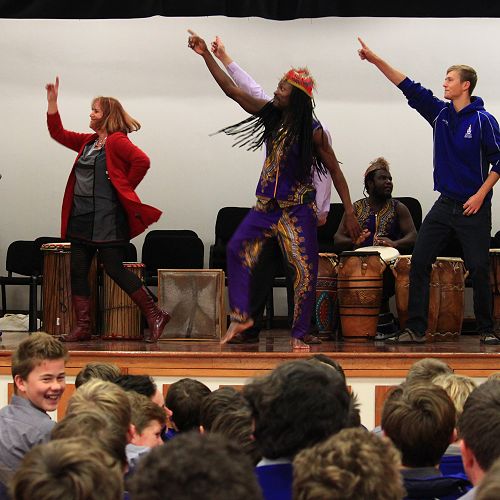 Ghanaian Drumming - staff in full flight!