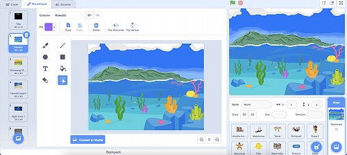 Here are our backdrops and how you can edit them and draw over them like you would on paint.