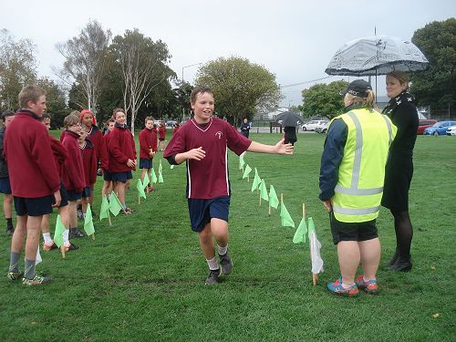Archie, and Miss Gill missing the High-Five!!