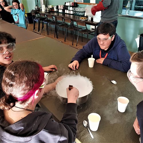 Students made liquid nitrogen ice cream at the Science Wānanga