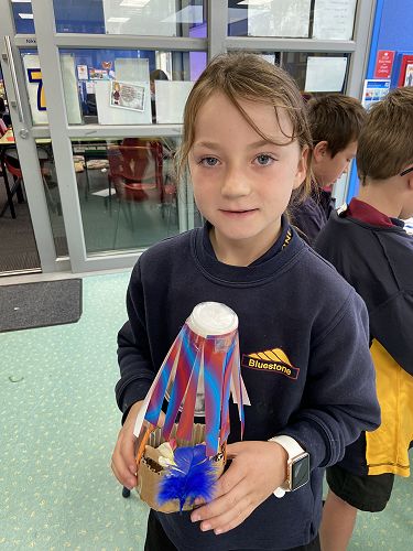 Tayah with her creation