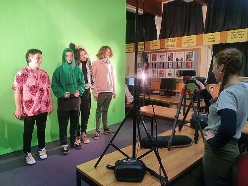 Media Studies students learning to use equipment