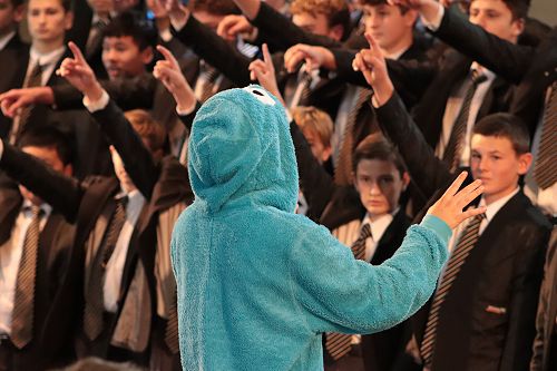 The Cookie Monster leading Hall House