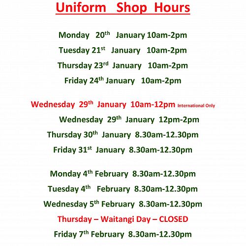 Uniform Shop Hours