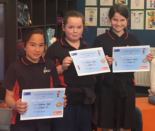 Netball Blue - Most Improved Madison Taylor, Most Consistent Bridie Holmes, Most Promising Summer Hennig.