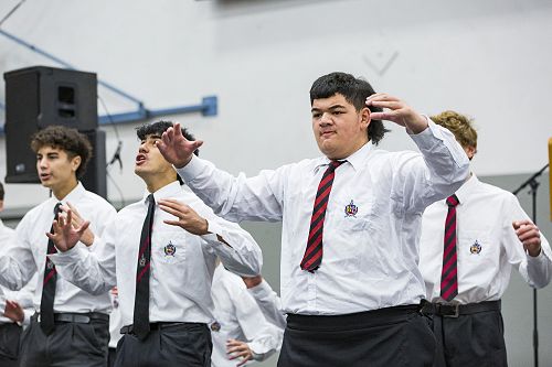 Powerful: The kapa haka group performing at Feast Day Mass.