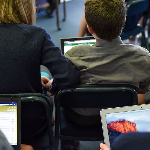 stock image students on computers