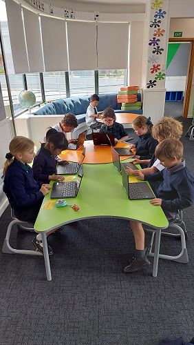 Year 1 and 2 class working on the Chromebooks