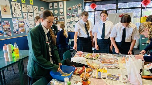 Year 9 Chinese class cooking noddles