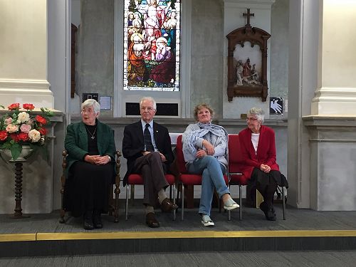 Elizabeth Mackie OP, first Chair of Tui Motu Board, Michael Hill IC, first editor, Frances Skelton, first assistant editor, Judith McGinley OP, founding member and Board director 