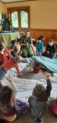 Nina making harekeke ika