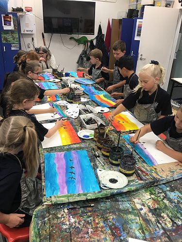 Students creating their masterpiece
