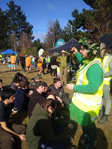 Katherine instructed a group of students at the Taupo Greening planting day