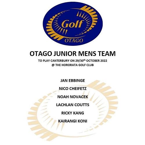 Kairangi Koni has been selected for the Otago Junior Mens
Golf team to play Canterbury