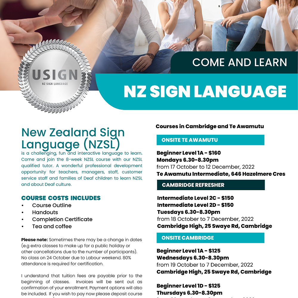 NZ Sign Languages Classes