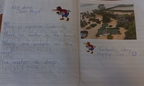 Owen has enjoyed our "Pearl in a Whirl" book which was about pet rescue during Cyclone Gabrielle. It has been a great springboard for student language.