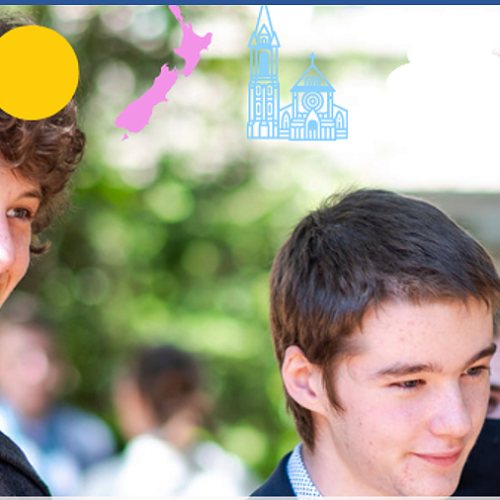 Grady Kenix 13CHL and James O'Connor 13SRT promoting the New Zealand Model Parliament 2022.