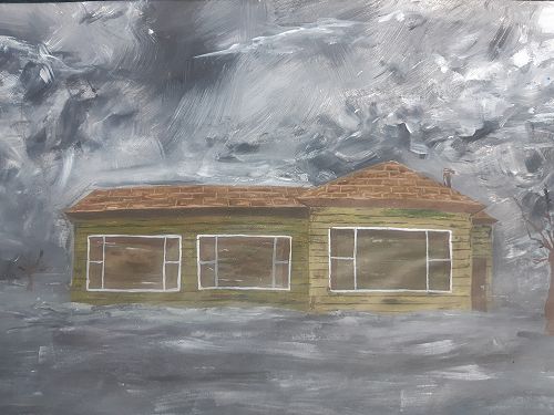 Year 10 artworks based on natural disasters from
Aotearoa.