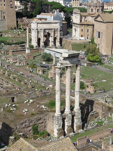 Roman Forum, with Arc of Septimus Severus in the background, Rome.