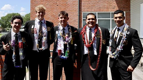 Cayden celebrates Senior Prize Giving with most of the Top 6 Prefects