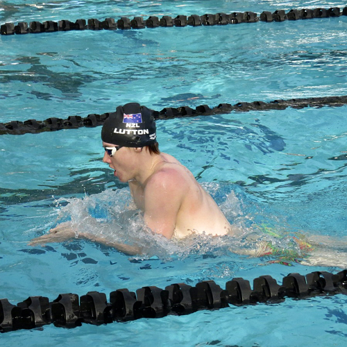 Oliver Lutton received a pocket for his achievements in swimming.