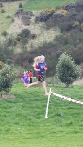 Sam striding ahead in the Year 6 girls' race