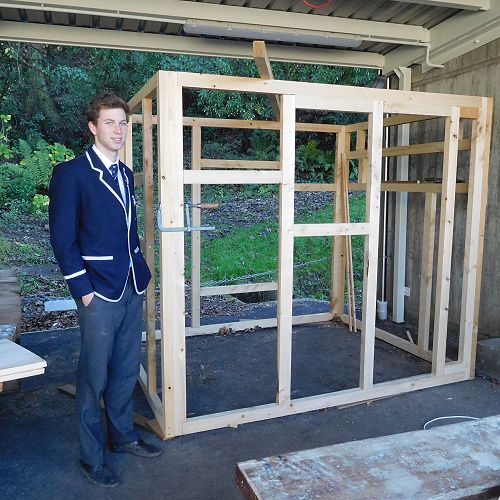 Hadley Johnston with the beginnings of his sauna